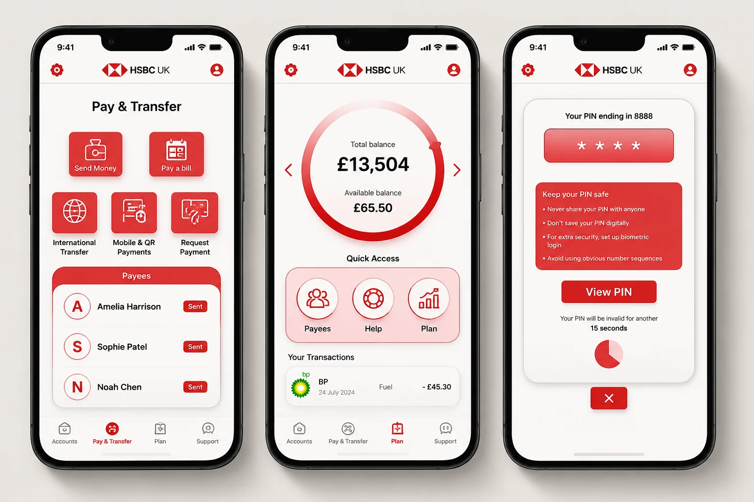 HSBC mobile app redesign screens