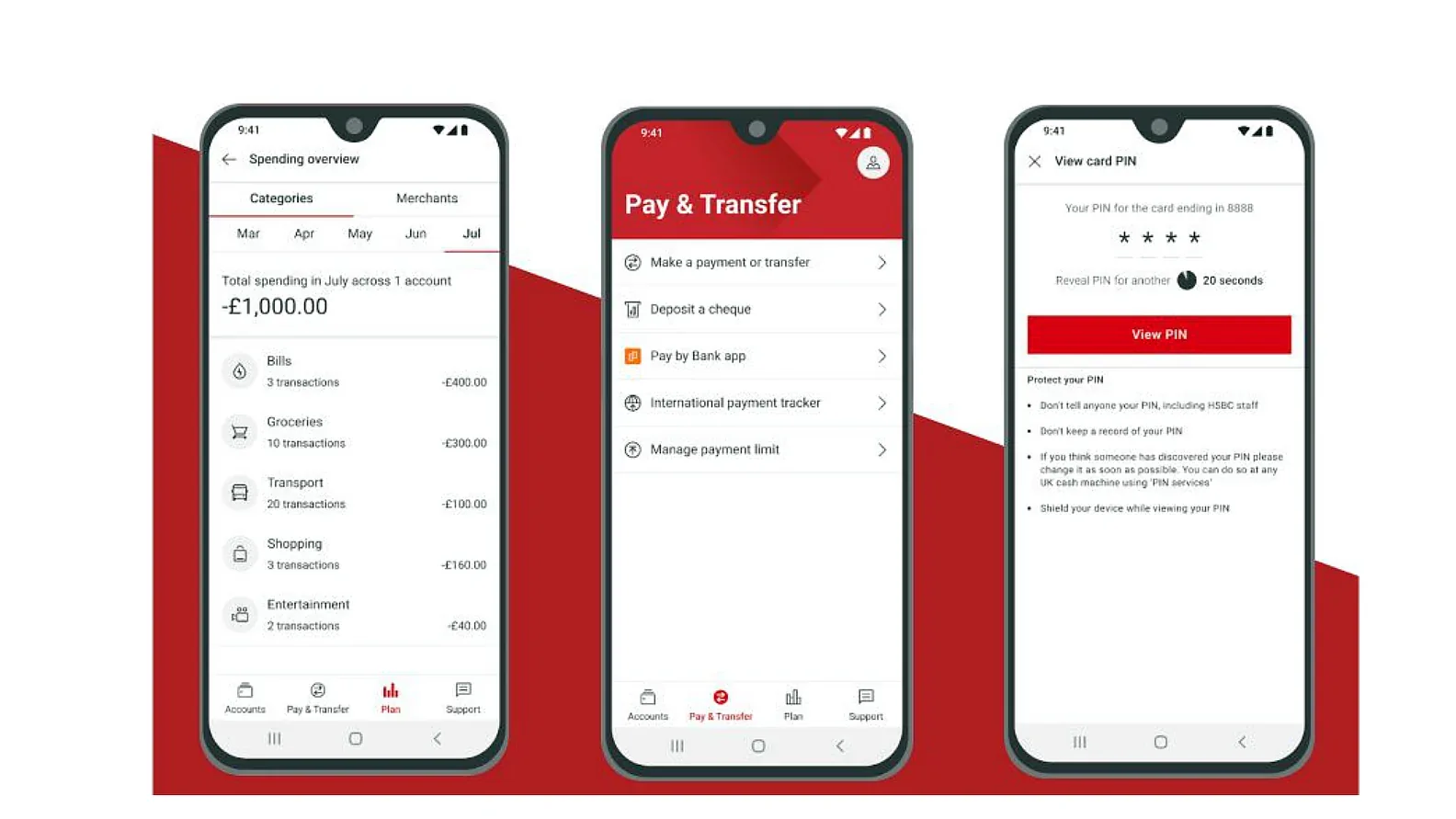HSBC mobile app redesign screens